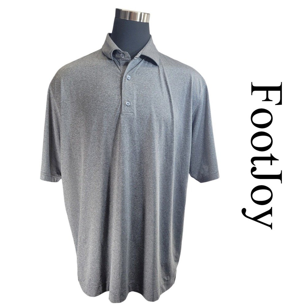 FootJoy Mens XXL Gray Heathered Golf Central Performance Polo Shirt Short Sleeve